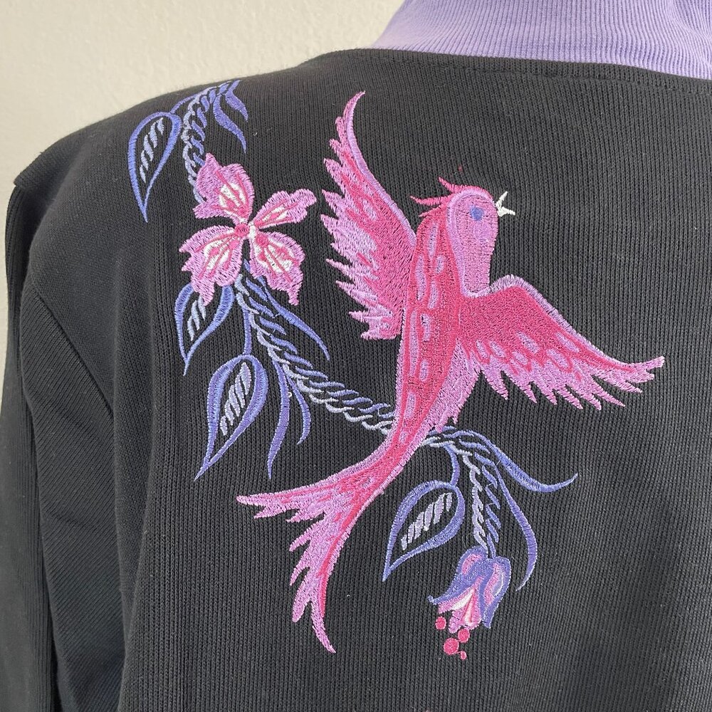 NEW Bob Mackie Womens Plus 3X Wearable Art‎ Embroidered Bird Zip Up Jacket - Picture 11 of 11